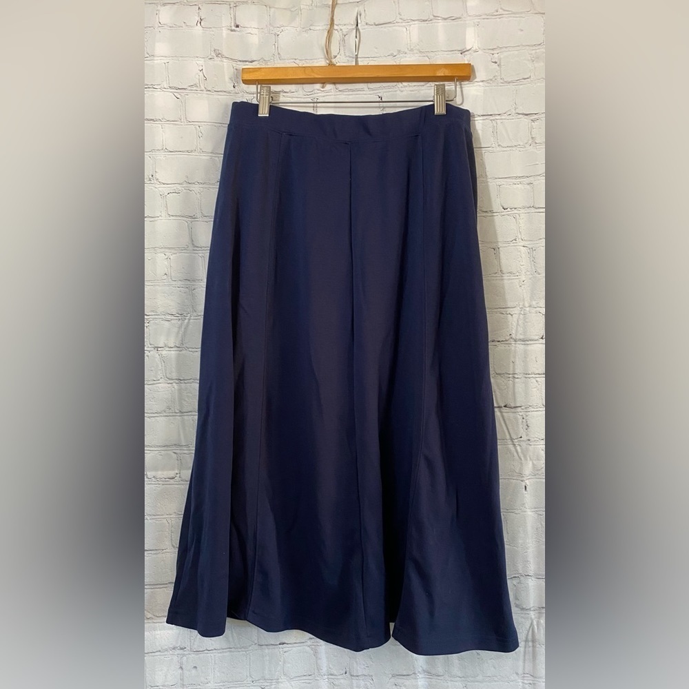 Woman Within Size 18/20 Large Navy Blue Pull On Midi Skirt